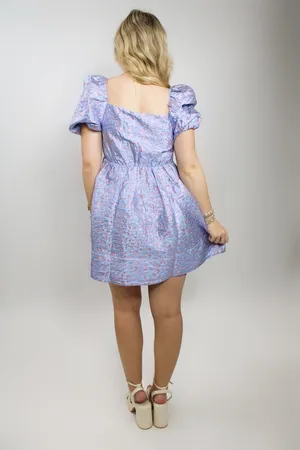 Buddy Love Asher Spotted Metallic Tie Front Mini Dress Blue Multi thumbnail 3