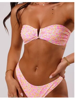 Kulani Kinis Champagne Blossom V Strapless Bandeau Top Vintage V Cheeky Bottoms thumbnail 1