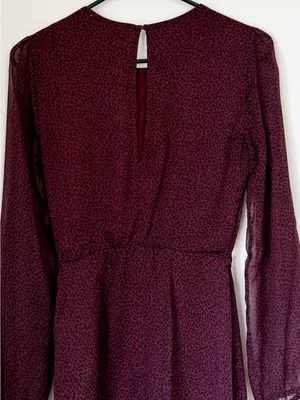 Abercrombie & Fitch Burgundy Long-Sleeve Wrap Mini Dress - Size: Extra Small thumbnail 9