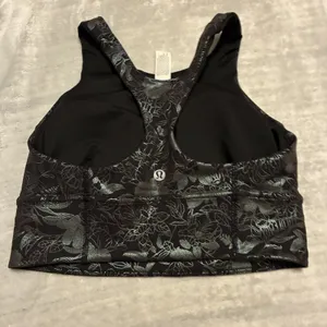 Lululemon Wunder Train Longline Bra Logo Flourish Black Iridescent Foil Sz 6 B/C thumbnail 4