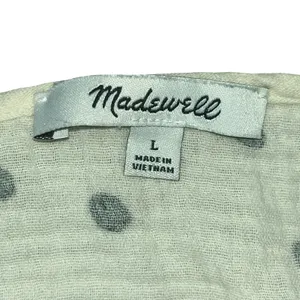 Madewell Womens Babydoll Dress White Polka Dot Gauze Ruffle Pocket Boho L thumbnail 5