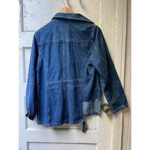 Cherokee womens denim cotton long sleeve trench car coat Size Medium with flaws thumbnail 5