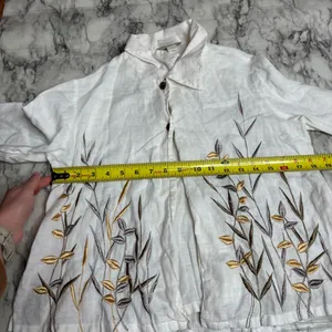 100% pure Linen Boho embroidered tropical white top 4 By Northern Isles thumbnail 6