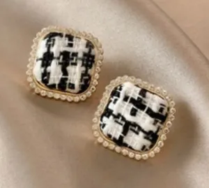Anthropologie checkered vintage earrings thumbnail 1