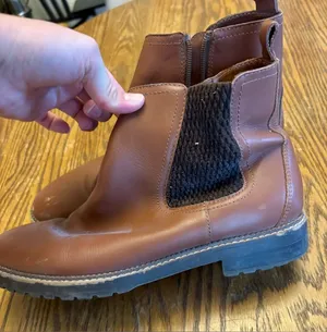 Brown Leather Ankle Chelsea Boot with Black Elastic Panel thumbnail 1