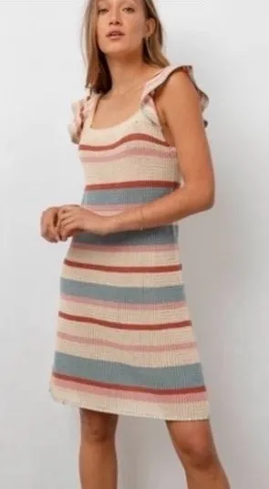 Rails‎ June Crochet Rainbow Mini Dress Size Small thumbnail 1