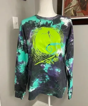 Disney Tim Burtons The Nightmare Before Christmas Tie Dye Sweatshirt Size Medium thumbnail 1