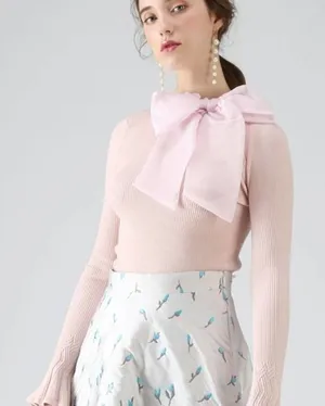 Nancy Pink Dust Sparkle Sweater Size Extra Large Bow‎ NEW thumbnail 1