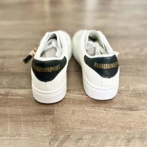 White & Black Women’s Casual Sneakers with Tassel Embellishment Size 7 US thumbnail 4