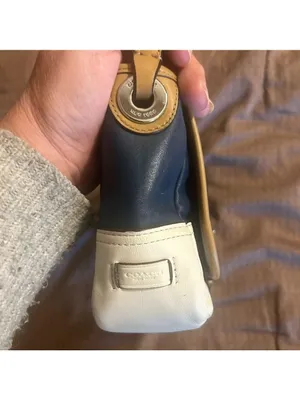 COACH 2014 Hadley Tricolor Colorblock blue tan & white leather crossbody thumbnail 6
