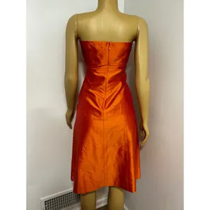 Coren Moore New York Womens Orange 100% Silk Strapless Bow Cocktail Dress Size 4 thumbnail 4