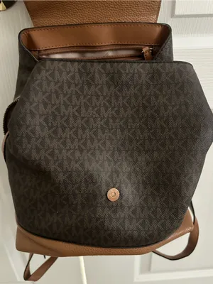 Michael Kors Raven Brown Logo Backpack with Tan Leather Trim thumbnail 7