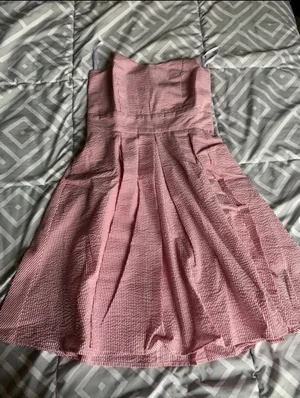 Lauren James Red Corbin Bow Seersucker Strapless Dress thumbnail 3