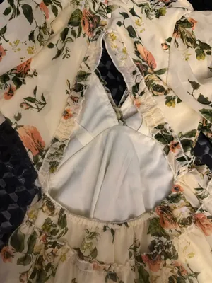 Justify Cream Floral Tiered Ling Sleeve Ruffle Dress thumbnail 6