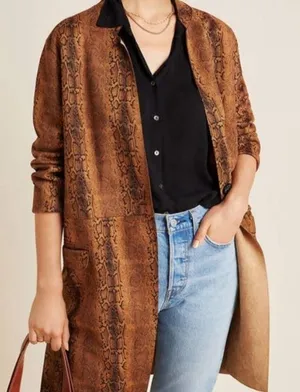 BLANKNYC Snake Print Soft Faux Suede Long Coat Size‎ Medium thumbnail 1