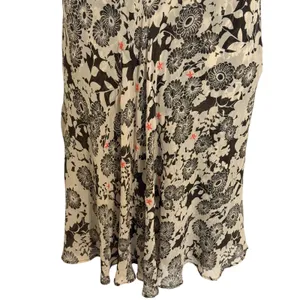 NOUGAT London 100% Silk Floral‎ Ruched Midi Dress Brown Cream Coral Dress EUC 2 thumbnail 5