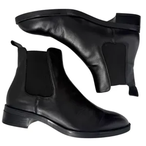 ZARA Women's Black Leather Chelsea Ankle‎ Boots Size 7.5 (EU 38) Minimalist thumbnail 8
