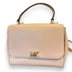 Michael Kors | Mott Beige Leather Top Handle Satchel Crossbody Gold Hardware thumbnail 1