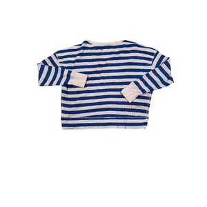 OFFLINE by Aerie Striped Waffle Knit Crop Top Long Sleeve‎ Navy Pink Casual M/M thumbnail 3