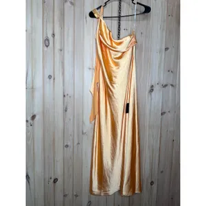 Lulus Naima Light Orange Satin One-Shoulder Midi Dress Holiday Gala Extra Large thumbnail 2