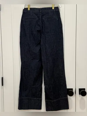 Zara Z1975 Bootcut Denim Pants Jeans Small Dark Wash Minimal Boho Western Chic thumbnail 8