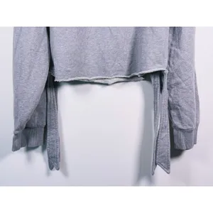 Free People Movement Odette Side Tie Sweatshirt Size M Gray Lounge Barre Raw Hem thumbnail 9