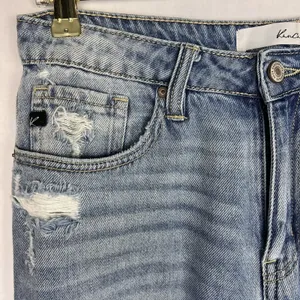 Kancan Jeans Womens 5/26 Light Wash Mid Rise Distressed Destroyed Tapered Denim thumbnail 7