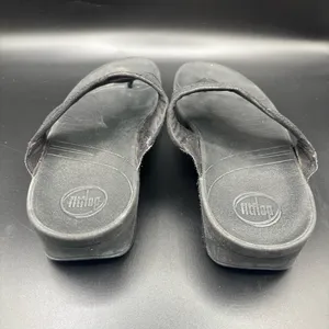 FitFlop Womens Lulu Glitter Toe Post‎ Strap Leather Sandals Flip Black Size 10 thumbnail 4