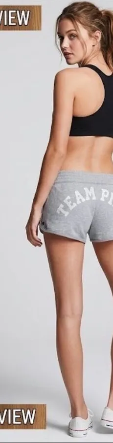 VTG Y2K Victoria's Secret PINK grey "Team Pink" low-rise booty shorts large. thumbnail 1