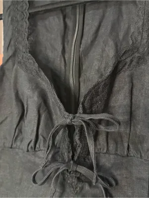 Reformation Reia Linen Dress Lace Sweetheart Bow Tie thumbnail 10