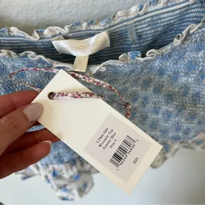 NWT LOVESHACKFANCY Wrennly Top in Powder Blue and White thumbnail 7