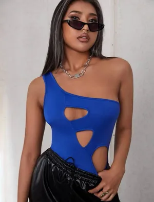 Boutique One Shoulder Cut Out BodySuit thumbnail 3