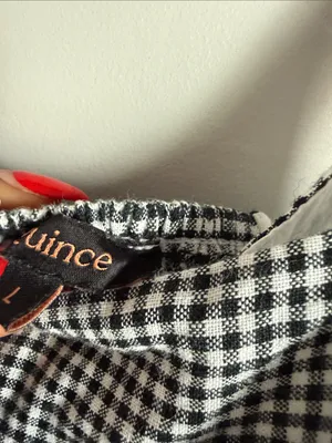 Quince Gingham 100% European Linen Fit & Flare Midi Dress Large thumbnail 7