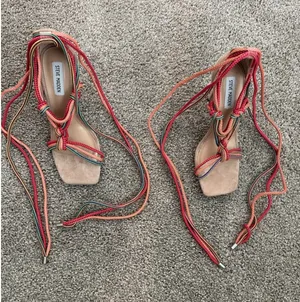 Steve Madden Multicolor Pumps Nude Pink Ankle Tie Laces Ropes Women's Sz 8 thumbnail 1
