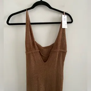 Brown Knit Halter Maxi Dress Size Medium New With Tag thumbnail 2