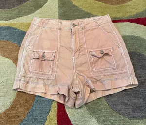 American Eagle Outfitters High Rise Corduroy Cargo Shorts Peach 4 Runs Small thumbnail 1