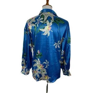 Anthropologie Calligraphie Blouse Small Blue Long Sleeve Boho Resort thumbnail 5