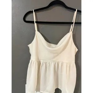 American Eagle Cream Cowl Neck‎ Peplum Camisole Top Adjustable Straps Small thumbnail 2