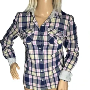 TOMMY HILFIGER Shirt Womens Small Purple Plaid Long Sleeve Button Front Top thumbnail 3