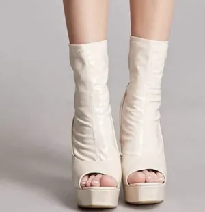 Nude Peep Toe Patent Leather Ankle Boots Tan Size 5.5 thumbnail 6