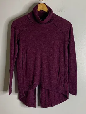 Free people xs purple cowl neck open‎ back long sleeve top thumbnail 1