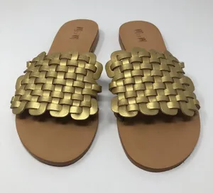 Mi.iM Cross-Hatch Golden Slip On Sandals Size 8 Slides Party Night Out Summer thumbnail 4