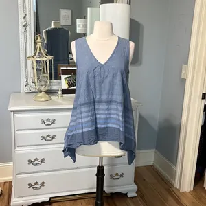 Ivy Jane Cotton Flowy Waterfall Sides Tank Top Blue Cotton Womens Small thumbnail 3