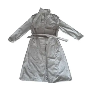 Vintage Classic Trench Coat Gray Belted Long Sleeve Women's Outerwear xs/s thumbnail 1