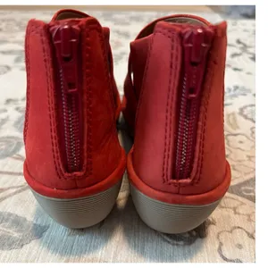 Clarks Clarene Glamor Red Leather Wedge Sandals Size 6 thumbnail 5