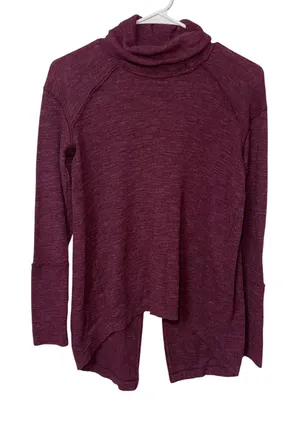 We The Free People Purple‎ Split Back Turtleneck Sweater Top XS boho lagenlook thumbnail 1