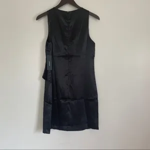 𝅺NWT LULUS Aubrianna Black Satin Ruffled Mini Dress thumbnail 9