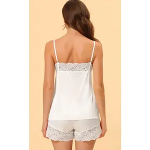 Satin and lace sleep set Allegra K Medium White Romantic Whimsical thumbnail 3