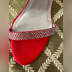 Alfani Ashton Red High-Heels with Rhinestones Ankle Strap 10M Shoes 3 1/2” Heel thumbnail 5