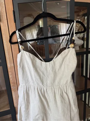Abercrombie linen romper mini dress skort beaded adjustable babydoll sweetheart thumbnail 5